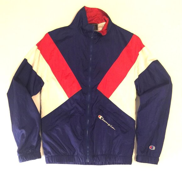 Champion Mens zip front windbreaker. Red, white & blue - Picture 5 of 5